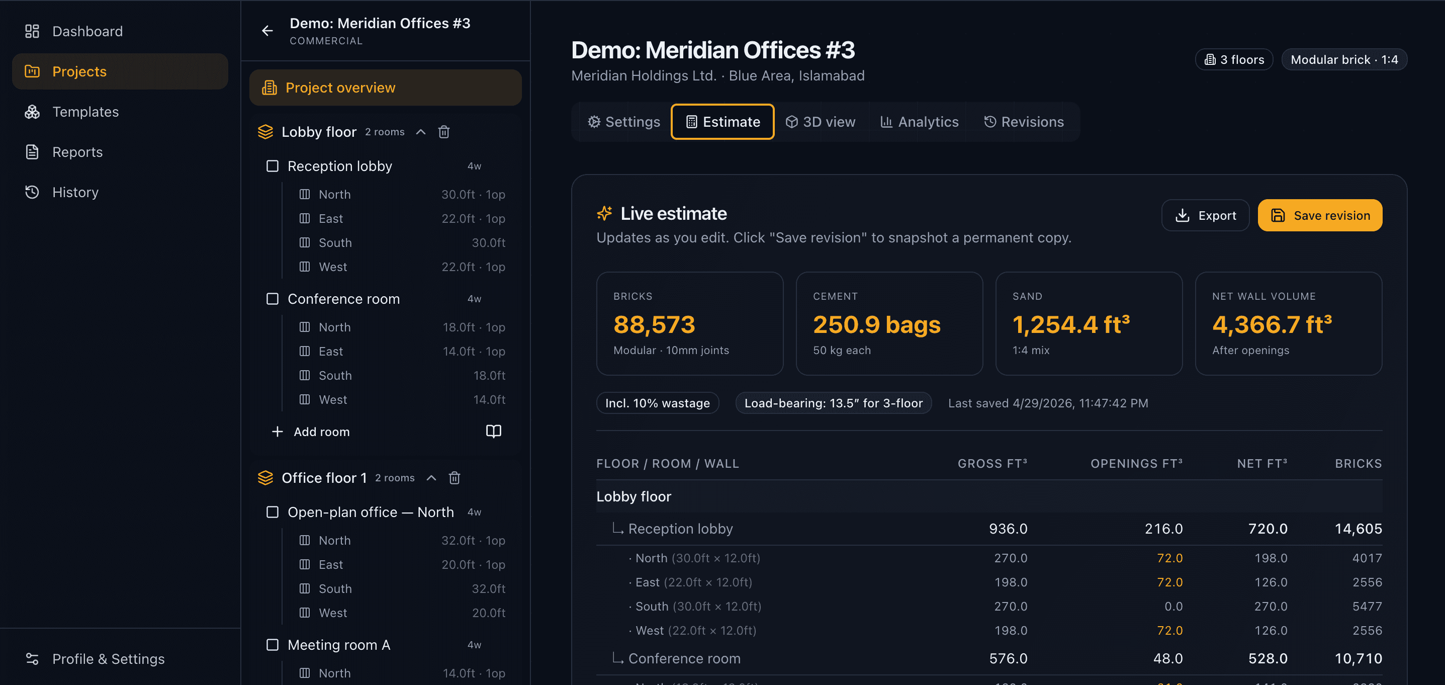 Material Estimation SaaS - Construction estimation platform - built by Abdul Wahab Asif